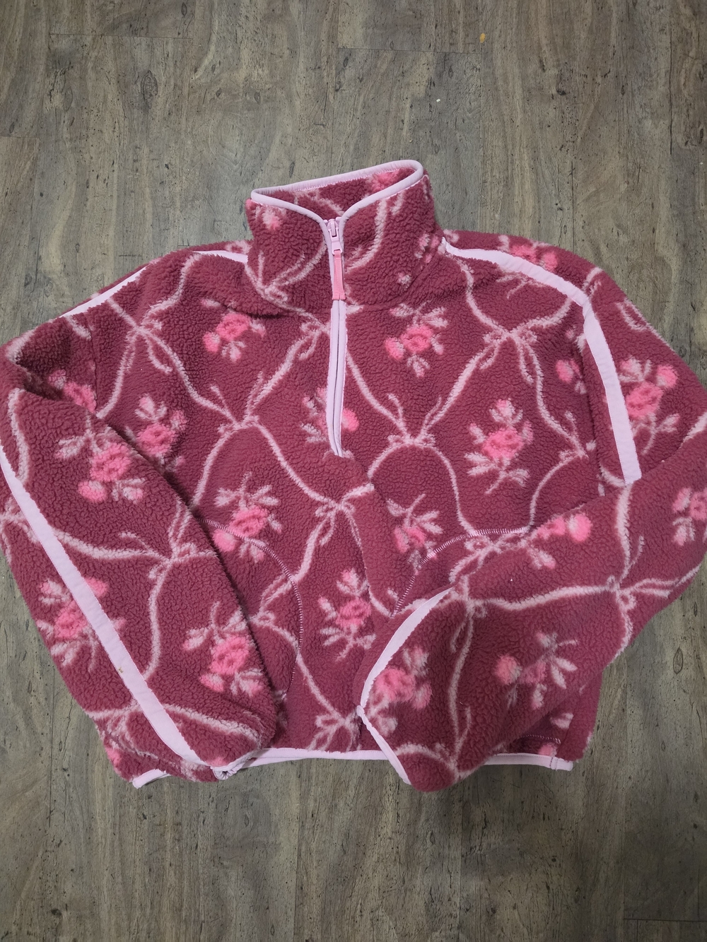 Urban Planet Pink & Light Pink Floral Teddy Jacket
